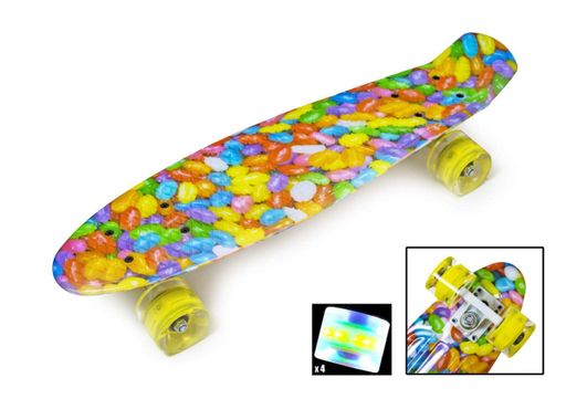 Пластиковый скейт Пенниборд Penny Board "Caramel", колеса из полиуретана светятся при катаннии (2058905)