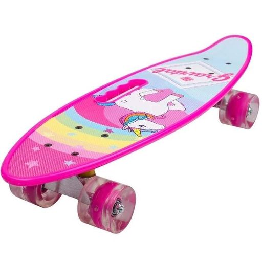Розовый Penny Board Единорог со светящимися колесами и ручкой, детский пенный борд для девочек до 70 кг (2058932)