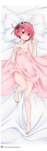 Дакимакура 150 х 50 см REM RAM Re: Zero Рем Рам Заново Жизнь с нуля Подушка для обнима (2059054)