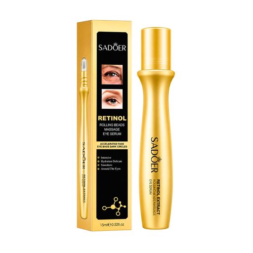 Сыворотка-ролик для кожи вокруг глаз Sadoer Retinol Extract Rolling Beads Massage Eye Serum с ретинолом и витамином Е, 15 мл