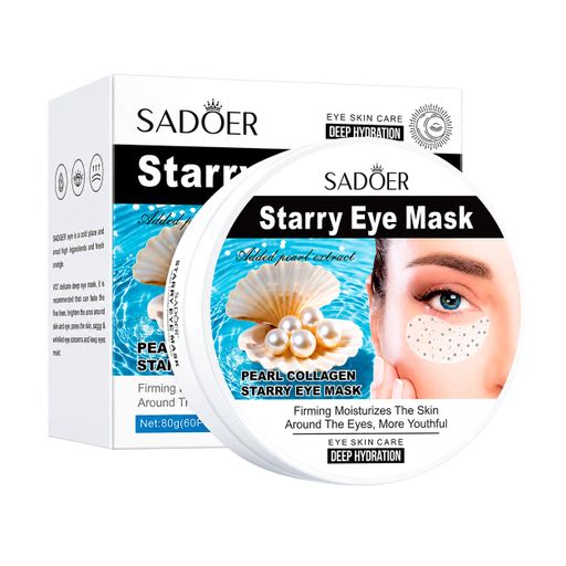 Гидрогелевые патчи для кожи вокруг глаз Sadoer Pearl Collagen Starry Eye Mask с жемчужной пудрой, 60 шт