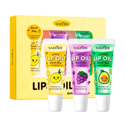 Набір олійок для губ Sadoer Nourish Shiny Lip Oil Set, 3*12 мл
