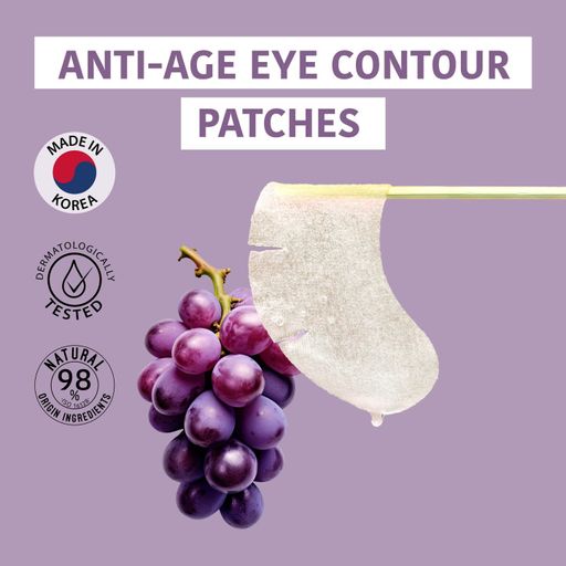Антивікові патчі для шкіри навколо очей Iroha Nature Grape + Rose Hip Oil Anti-Age Eye Contour Patches з виноградом та олією шипшини, 2 шт