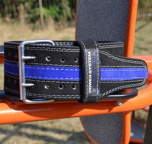 Пояс для пауерліфтингу Power System PS-3800  PowerLifting шкіряний Black/Blue Line XXL (2060098)