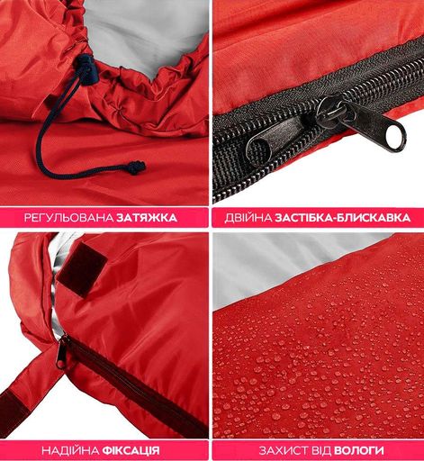 Спальний мішок E-Tac SB-01 з капюшоном 180х75 см Red (2060107)