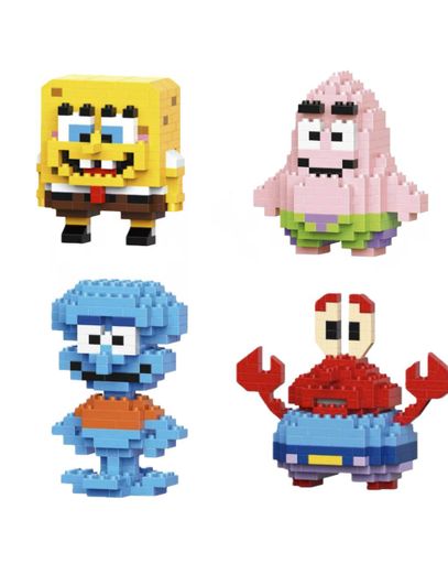 Дитячий конструктор 3D Bricks SpongeBob 662 деталей 4 шт Різнокольоровий (KT304) (2060207)