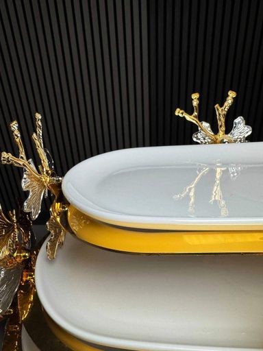 Подставка для сервировки тортница 4423 Овальная Большая 40х19 см из керамики подача десертов фруктов (2060528)