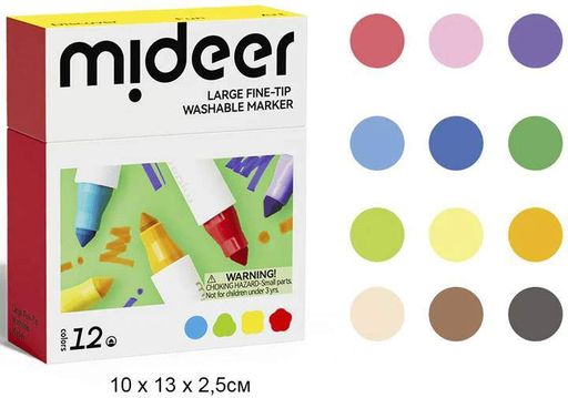Маркери, що миються MiDeer 12 шт Різнокольоровий (MD1549) (2061160)