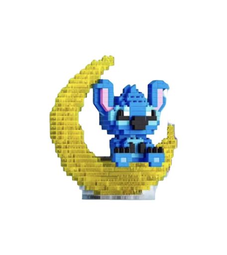 Конструктор нічник OEM Bricks 3D Stitch сидить на місяці з підсвічуванням 372 деталі Синьо-жовтий (W2241) (2061266)
