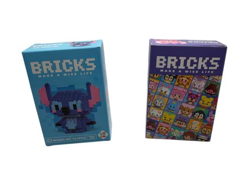 Конструктор OEM Bricks 3D Stitch Blue Pink 6.5 см комплект 2 шт Рожево-синій (KT2601-3940) (2061285)