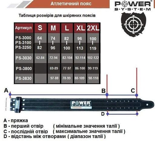 Пояс для пауерліфтингу Power System Power Lifting PS-3800 Black/Blue (2061304)
