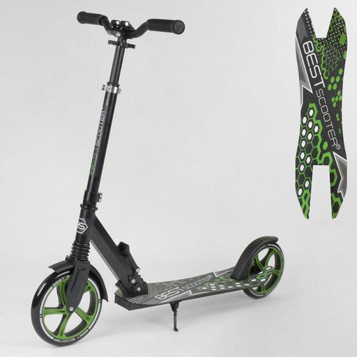 Самокат Best Scooter 70875 складной, амортизатор, подножка, Черный Refurbished (2062430)