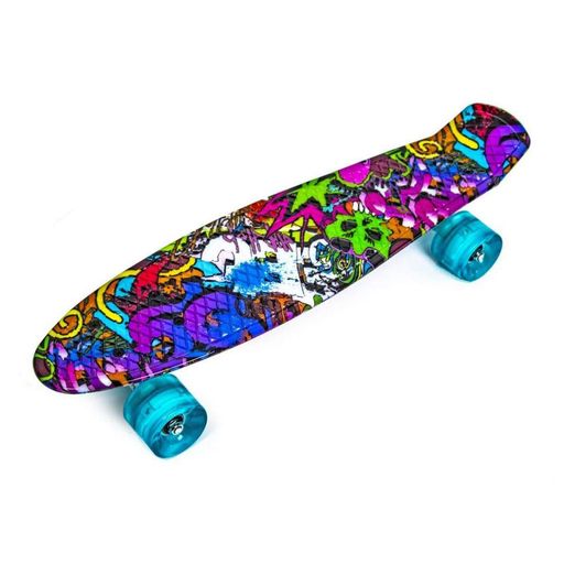 Скейт Penny Board «Graffiti Violet» Bambi 367562131 колеса зі світлом 80 кг (2062947)