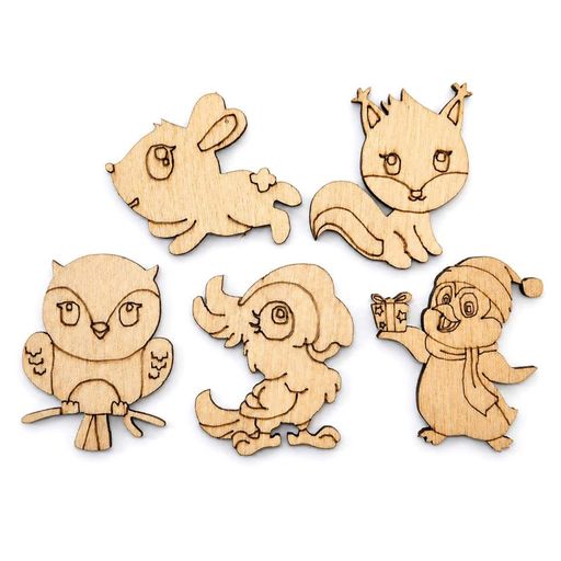 Фигурки для росписи и декорирования Животные №1 Bambi DF-ANM-1-5 фанера, 4 см, 5 шт в наборе (2063200)