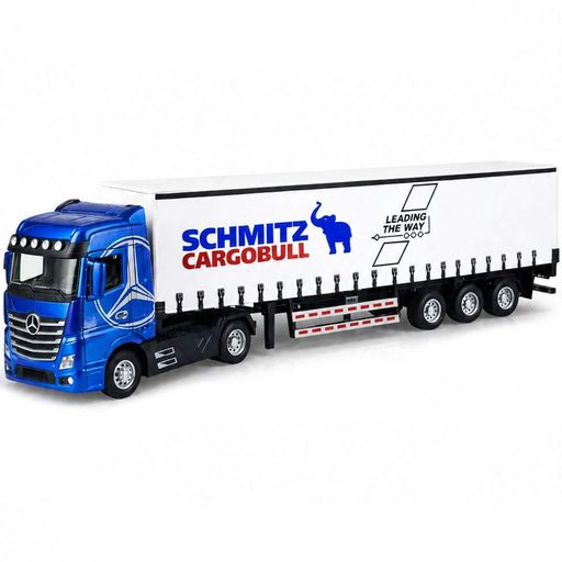 Инерционная металлическая фура Mercedes-Benz Actros с полуприцепом Schmitz 31 см модель грузовика для детей со светом и звуком (2063257)
