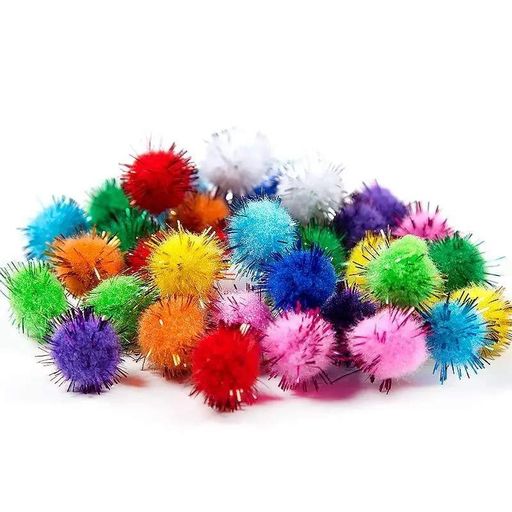 Декоративні помпони з люрексом для творчості Bambi Pom-poms-25, d-25 мм, 54 шт (2063617)