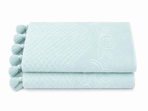 Рушник махровий Ecotton 50х90 см 650 гр./м для рук та обличчя з китицями бірюзового кольору (2063822)