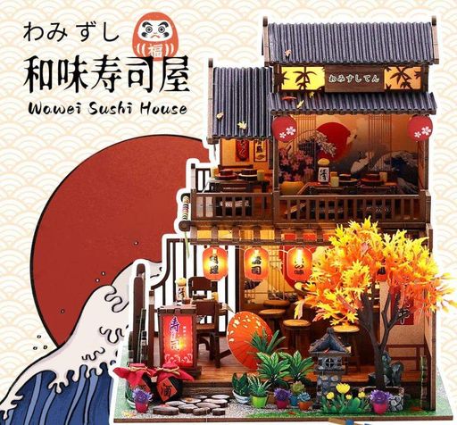 Румбокс Суши-хаус Roombox Kyoto Sushi Restaurant DIY Miniature House Kit M-2622 Интерьерный конструктор (2063904)