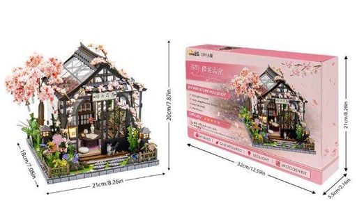 Румбокс Весняна теплиця з сакурою Інтер'єрний конструктор Sakura Greenhouse DIY Miniature House Kit M-2621 (2063905)