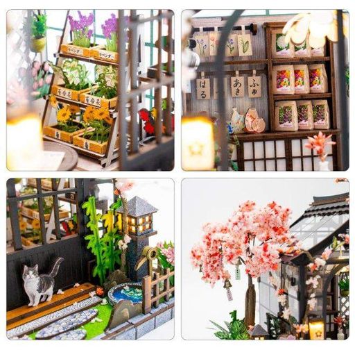 Румбокс Весняна теплиця з сакурою Інтер'єрний конструктор Sakura Greenhouse DIY Miniature House Kit M-2621 + купол (2063906)