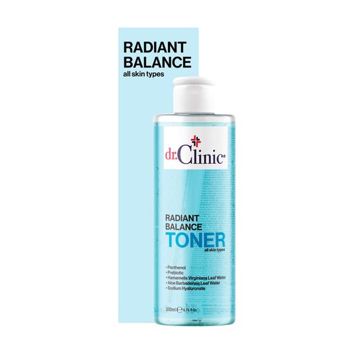 Тонік для обличчя Dr.Clinic Radiant Balance Toner для всіх типів шкіри, з пантенолом та пребіотиками, 200 мл