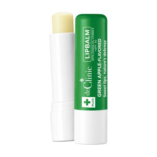 Бальзам для губ Dr.Clinic Moisturizer Lip Protector Lipbalm, SPF 30, Green Apple с маслом жожоба и витамином Е, 4 г