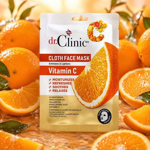Тканевая маска для лица Dr.Clinic Cloth Face Mask Vitamin C с витамином C, 1 шт