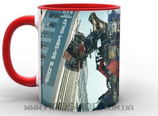 Кухоль GeekLand Трансформери Transformers Оптимус на фоні будинків TF.002.07 (2065659)