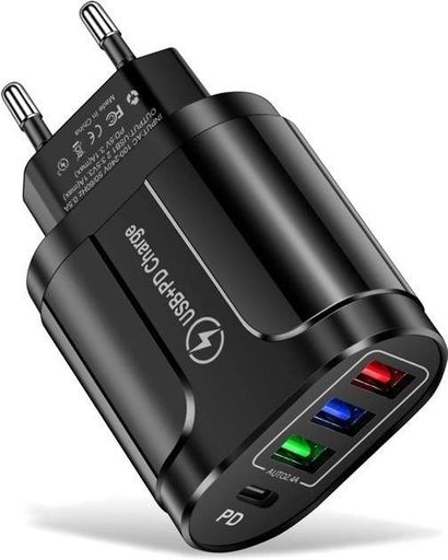 Зарядний пристрій Mirrow 3 USB Type-C Super Charge/Quick Charge 3.0 5V/2.4A Black (АС050557) (2073065)