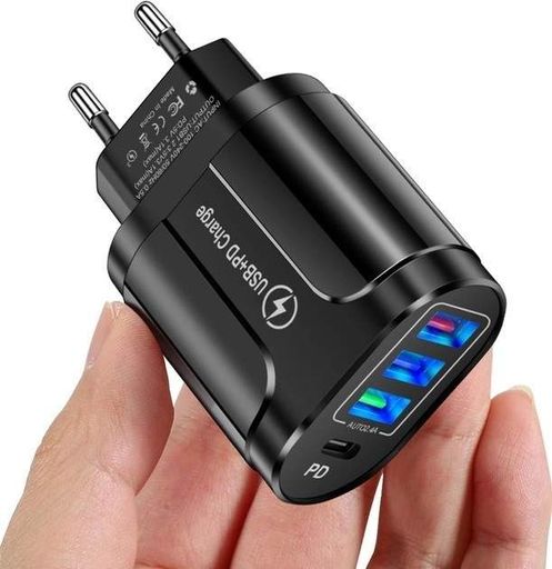 Зарядний пристрій Mirrow 3 USB Type-C Super Charge/Quick Charge 3.0 5V/2.4A Black (АС050557) (2073065)