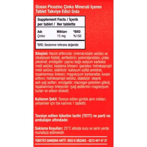 Микроэлемент Цинк Orzax Ocean Picozinc 15 mg 30 Tabs (2073352)