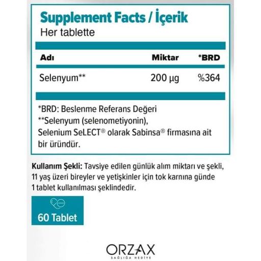 Селен Orzax Ocean Selenyum 200 mcg 60 Tabs (2073353)