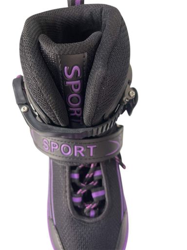 Детские роликовые коньки SPORT 101 черно-фиолетовые с подсветкой колес, ABEC-7, размер 29-33 (2073527)