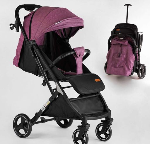 Прогулянкова дитяча коляска JOY Comfort L-30201 (фіолетова) зі сталевою рамою, футкавером та підсклянником (2073552)