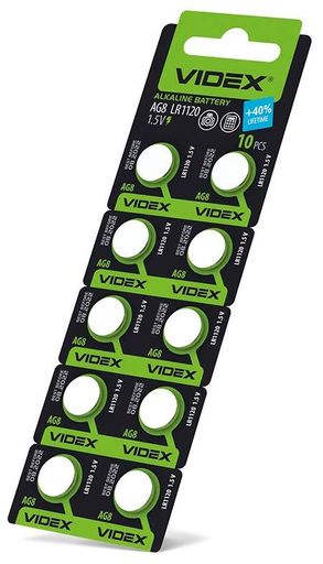 Батарейка AG8 LR1120 Alkaline 10шт D11.6mm-H2.1mm Videx (2075422)