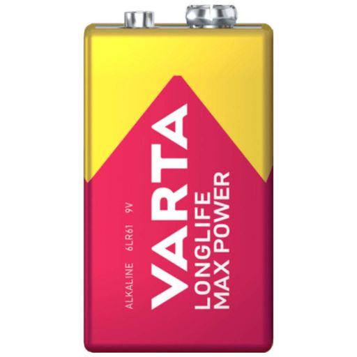 Батарейка 6LR61 9V VARTA Longlife Max Power Alkaline (крона) – лужна батарейка 6F22 для мультиметрів, іграшок, сигналізацій (2075442)