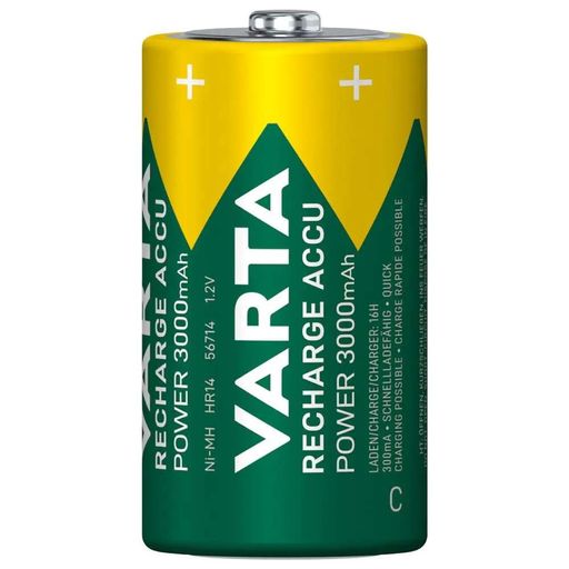 Акумулятори Varta Recharge Accu Power Ni-MH C (R14) 1.2V 3000mAh (2 шт) – багаторазові батарейки (2075444)