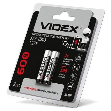 Акумулятор нікель-метал-гідридний HR03/AAA 600mAh double blister/2pcs Videx (2075453)