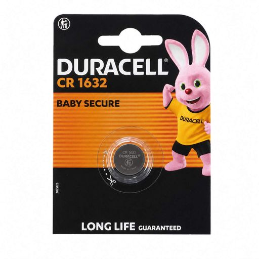 Duracell CR1632 літієва батарейка 3V 130mAh, D16×H3.2 мм, 1шт, Baby Secure Pack, довготривала робота (2075465)
