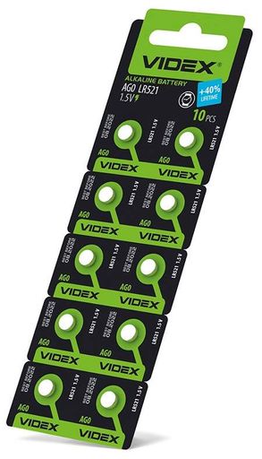 Батарейка AG0 LR521 Alkaline 10шт D5.8mm-H2.15mm Videx (2075491)