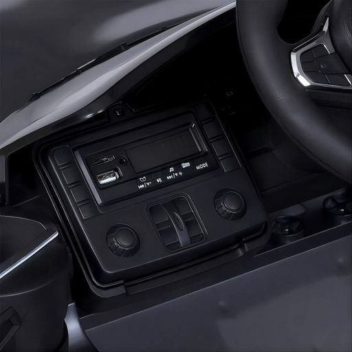 Електромобіль для дітей M 5096EBLRS-11 12V — пульт 2.4G, колеса EVA, шкіряне сидіння, слот для TF-карти, сірий (2075700)