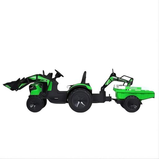 Детский электроктрактор Bambi Racer M 4847EBLR-5 (24V) с прицепом — 2×35W, EVA колёса, кожаное сиденье, пульт 2.4G, зелёный (2075714)