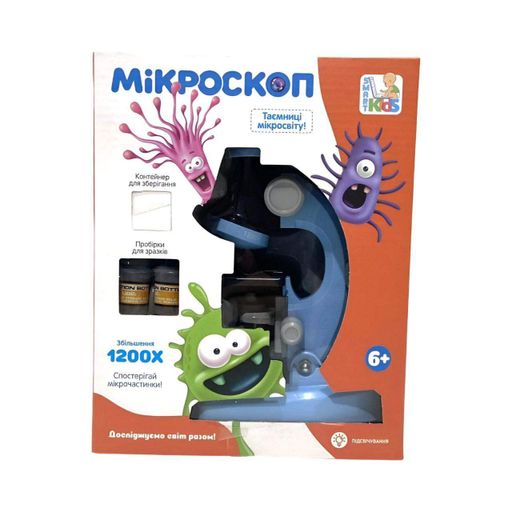 Мікроскоп SK 0026 B, 21 см, пробірки, скла, інструменти, підсвітка, синій (2076015)