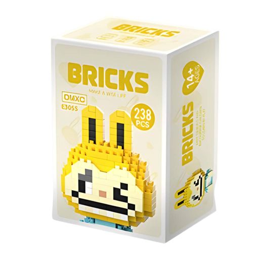 Детский конструктор Bricks Зайчик Лабубу желто-голубой на 238 деталей (E3055) (2076132)