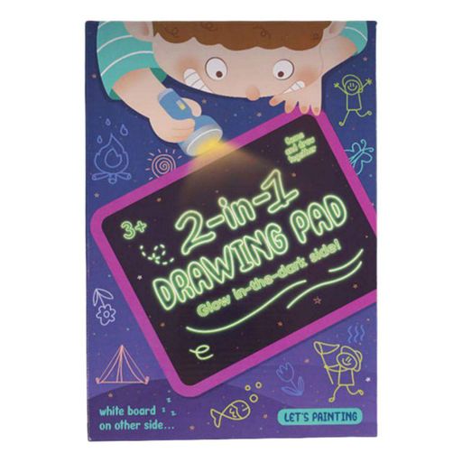 Двусторонняя доска для рисования WQ 700-1 "Рисуй светом" с маркерами пиши-стирай, голубой (2076421)