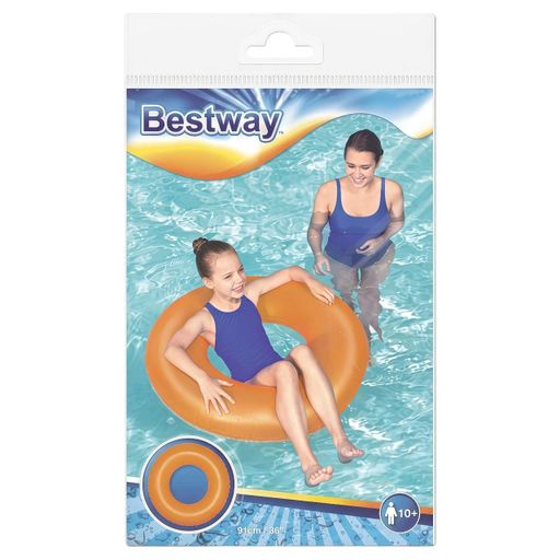 Надувной круг для плавания Bestway 36025, диаметром 91 см, из ПВХ, оранжевого цвета (2076498)