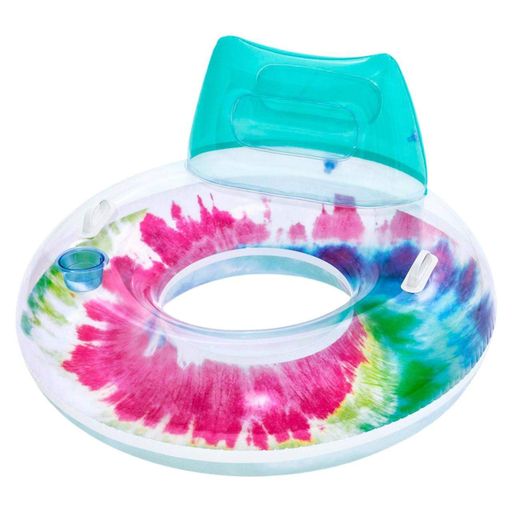 Надувний круг Bestway 43637 Tie-Dye з підголівником і ручками, 118×117 см (2076562)