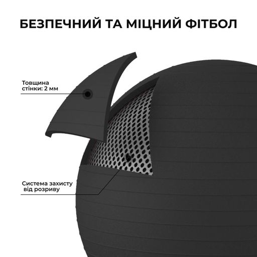Мяч для фитнеса (фитбол) WCG 85 Anti-Burst 300кг Графит + насос (2077070)