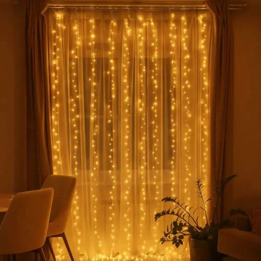 Новорічна гірлянда кімнатна штора роса Хвойна лапа 3х3 м 600 LED Жовте світло D600LED3MY Garlando (2079079)