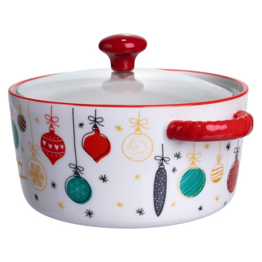 Супниця порцелянова Merry Christmas новорічна 800 (мл) з кришкою Yiwu FM-CS-9B (2079182)